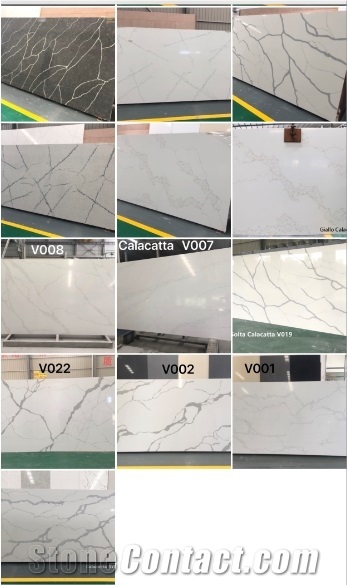 Calacatta Gold Quartz Slabs Polished Engineered Stone