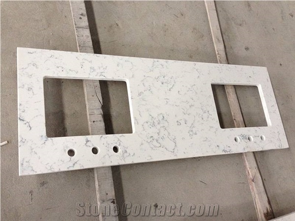 Carrara Calacatta Crystal White Quartz Kitchen Countertops
