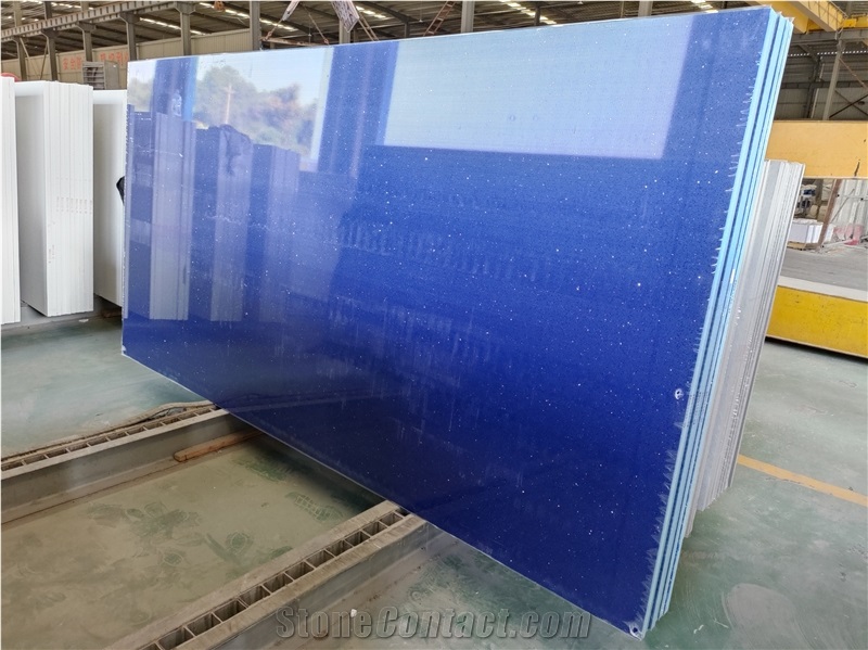 Crystal Blue Engineered Stone Quartz Artificial Stone Slabs