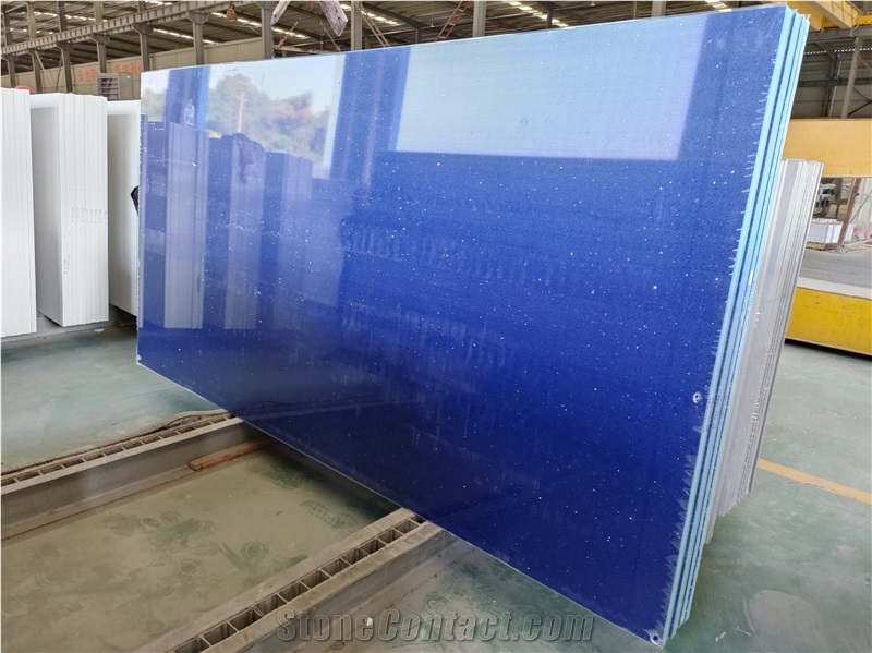 Crystal Blue Engineered Stone Quartz Artificial Stone Slabs