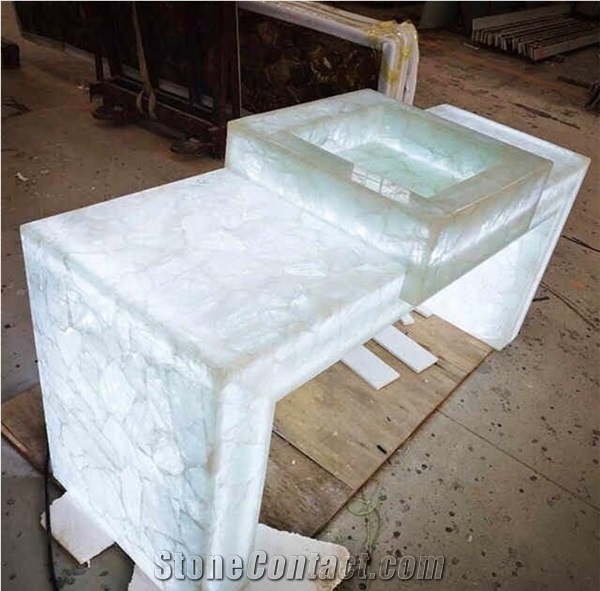 Crystal Super White Gemstone Semiprecious Stone Tiles
