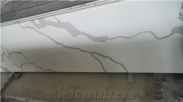 Prefab Quartz  Engineered Calacatta Marble Kitchen Tops