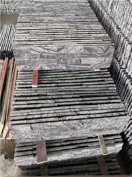 Antique Black Marble Cultured Veneer Wall Cladding Panels