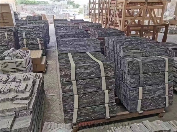 Antique Black Marble Cultured Veneer Wall Cladding Panels