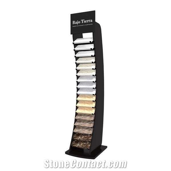 Customize Wood Floor Quartz Stone Display Stand Tower