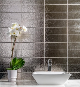 Impressions 4” X 12” Silver Hammered Ceramic Tiles