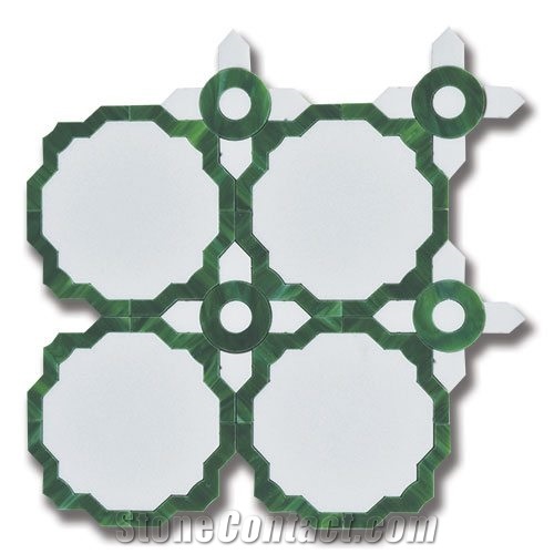 Essence Whimsy Emerald Thassos Wall Emerald Art Glass Mosaic