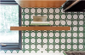 Essence Whimsy Emerald Thassos Wall Emerald Art Glass Mosaic