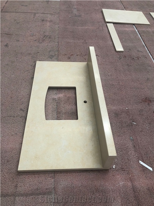 Halila Beige Limestone Bath Countertops