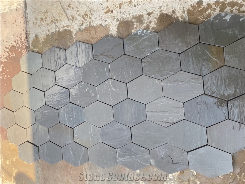 Hexagon Grey Slate Pavers
