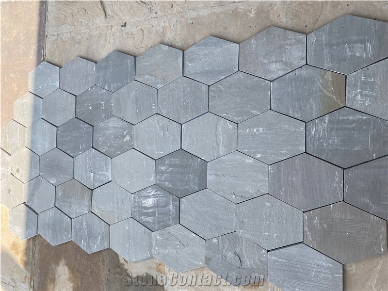 Hexagon Grey Slate Pavers