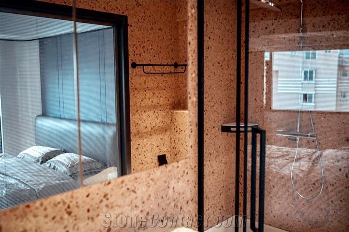 Pink Terrazzo Slab For Bathroom Walling
