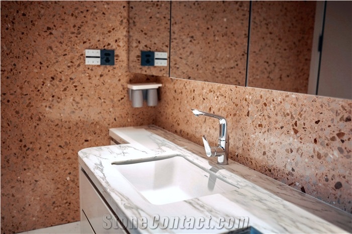 Pink Terrazzo Slab For Bathroom Walling
