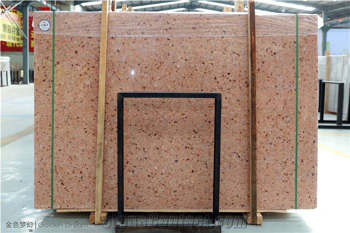 Pink Terrazzo Slab For Bathroom Walling