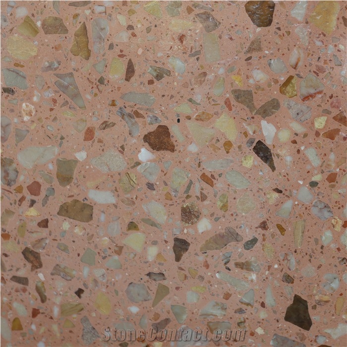 Pink Terrazzo Slab For Bathroom Walling