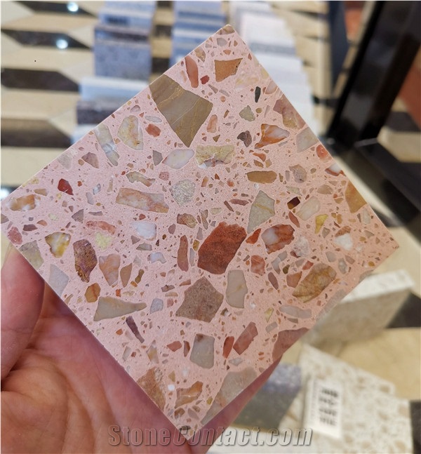 Pink Terrazzo Slab For Bathroom Walling