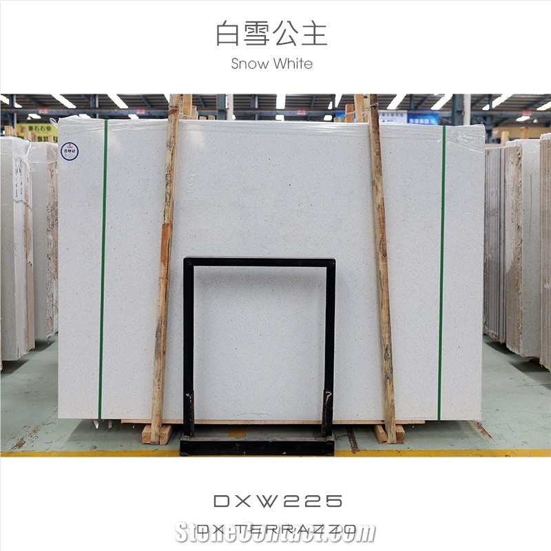 Snow White Artificial Stone Terrazzo Slabs And Tiles