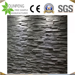 China Black Stacked Wall Panel Slate Ledge Stone