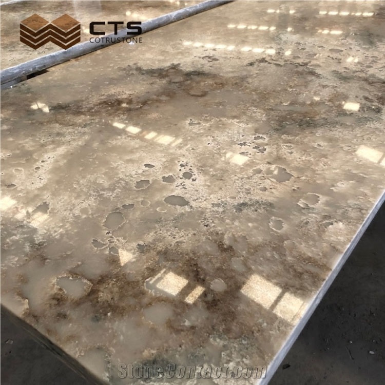 Good Look New Arrival Brown Veins Artificial Quartz Worktop