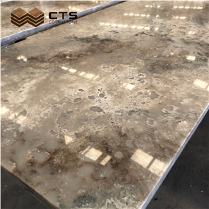 Good Look New Arrival Brown Veins Artificial Quartz Worktop