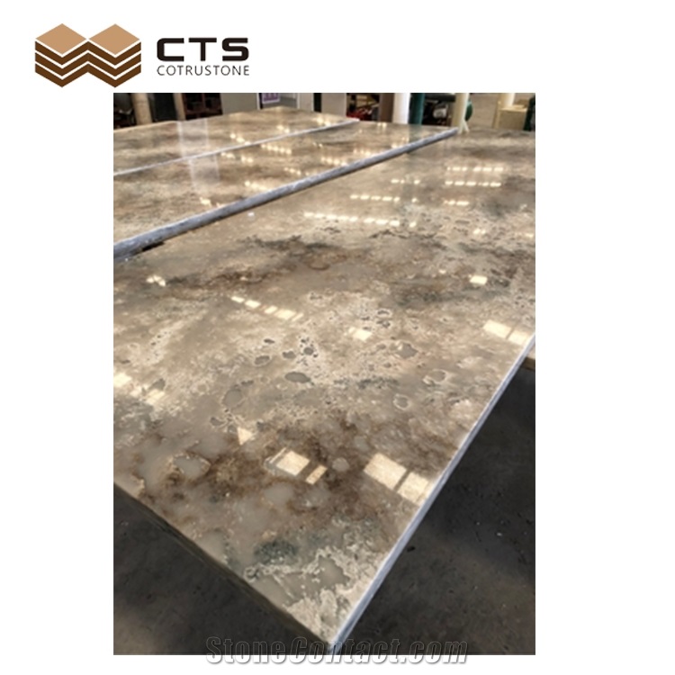 Good Look New Arrival Brown Veins Artificial Quartz Worktop
