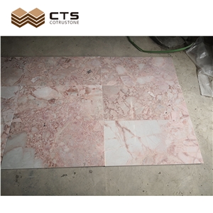 Cream Rose Pink Red Polished Marble Tiles Factory Custom