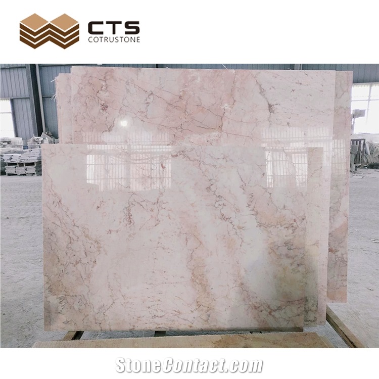 Cream Rose Pink Red Polished Marble Tiles Factory Custom