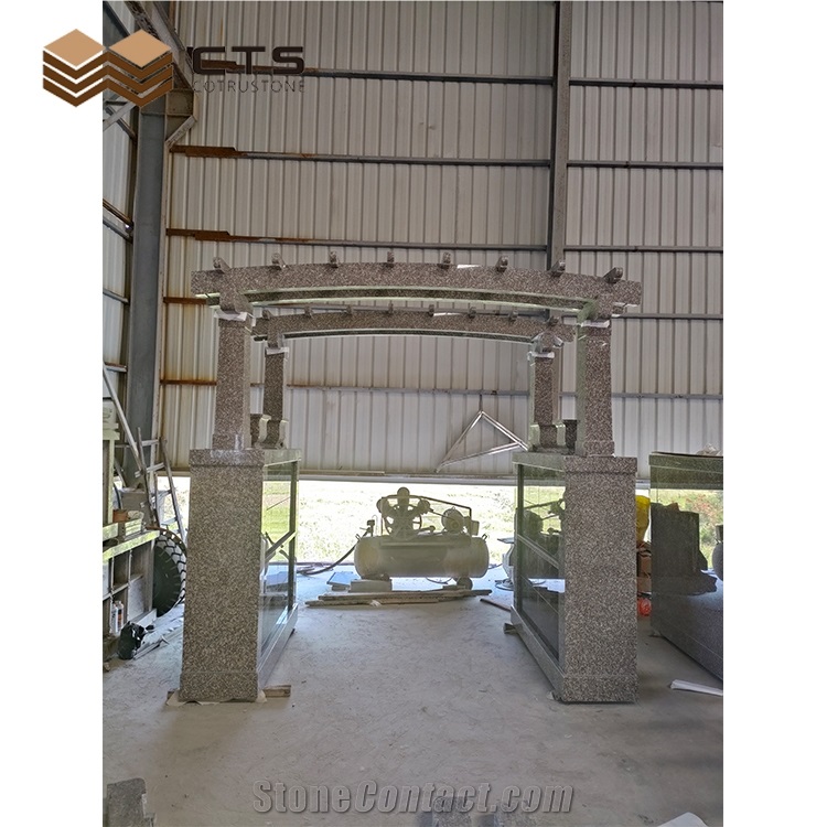 Granite Cemetery Crypts Big Cremation Niches Carving Gazebo Model