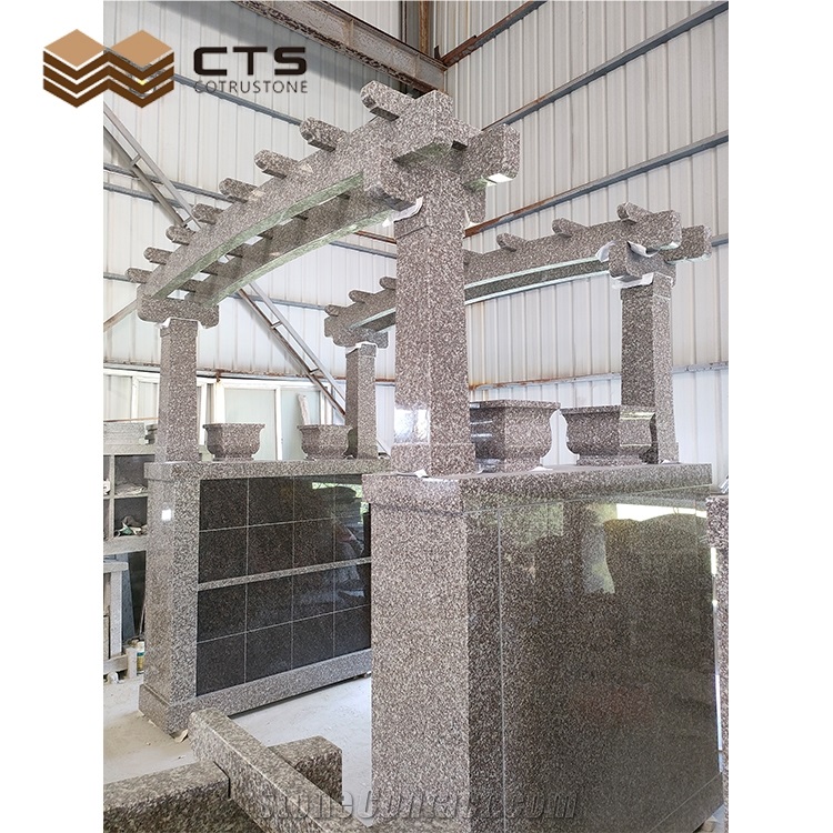Granite Cemetery Crypts Big Cremation Niches Carving Gazebo Model