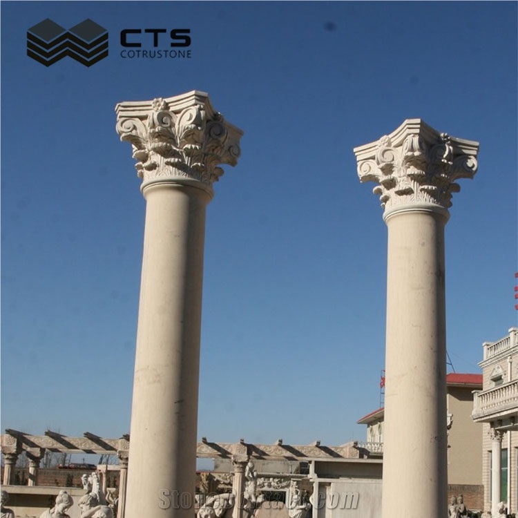 Solid Marble Colum Hand Carving Capital Custom Stigma