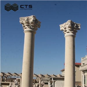Solid Marble Colum Hand Carving Capital Custom Stigma