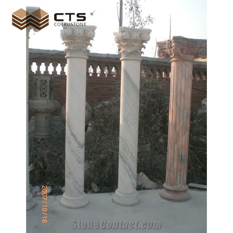 Solid Marble Colum Hand Carving Capital Custom Stigma