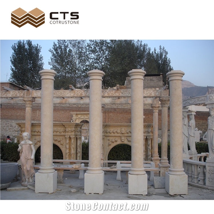 Solid Marble Colum Hand Carving Capital Custom Stigma