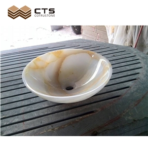 Top Quality White Onyx Oval Basin For Home Decoration