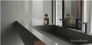 Crystal Steel Quartz Bathroom Top With Custom Design Sink