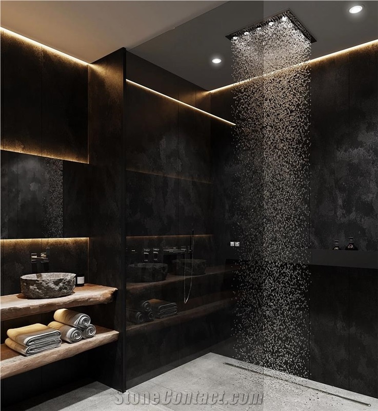 Metropole Nero Quartz Slabs, Bathroom Wall Tiles