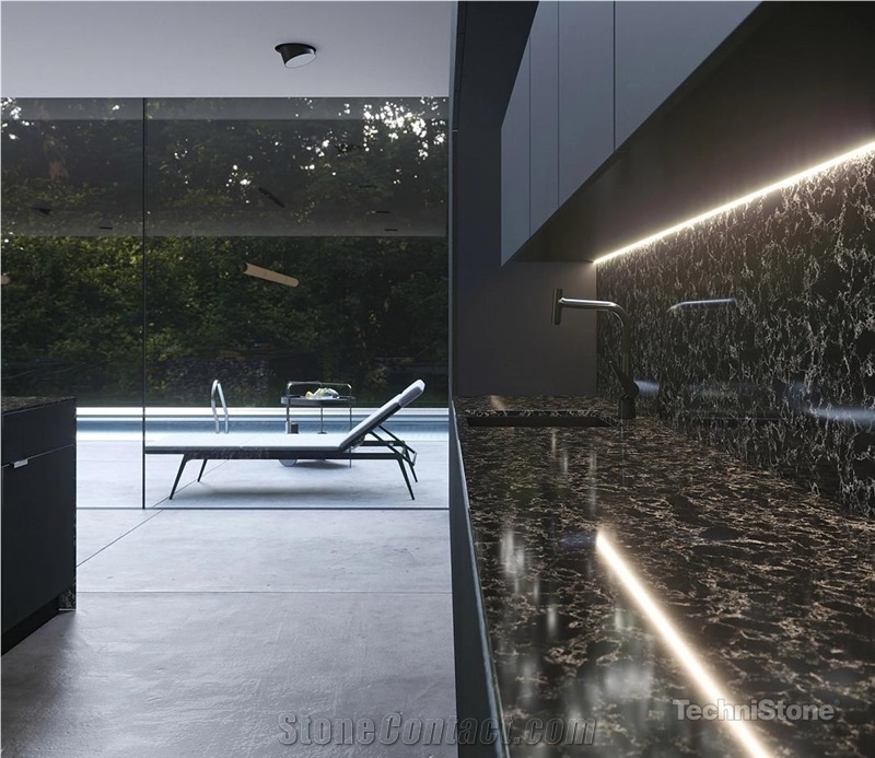 Pearl Rocca Quartz Kitchen Countertops