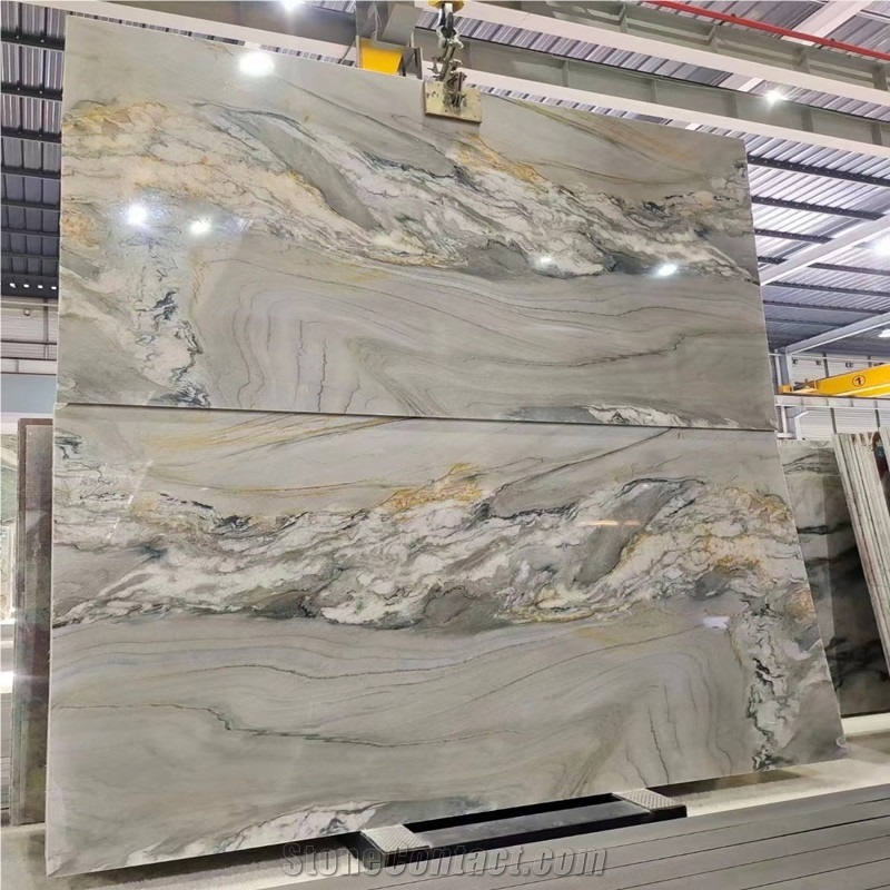 Bookmatched Gold Macaubas Quartzite Slabs