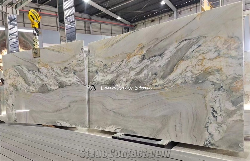 Bookmatched Gold Macaubas Quartzite Slabs