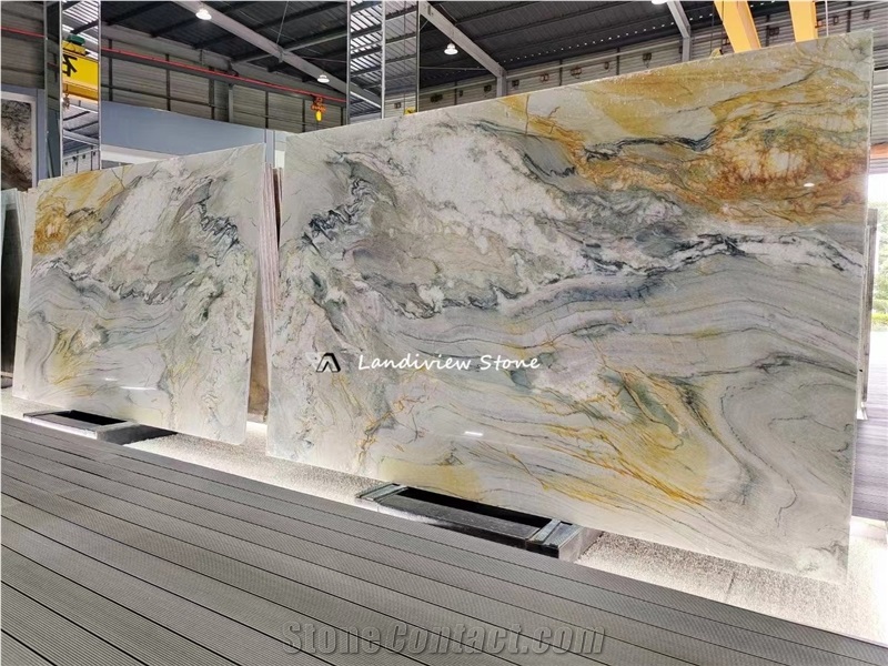 Bookmatched Gold Macaubas Quartzite Slabs