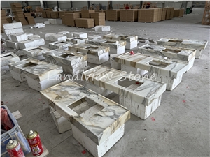 Calacatta White Marble With Gold Veins Bath Countertop
