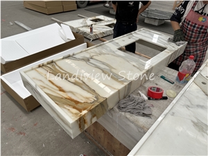 Calacatta White Marble With Gold Veins Bath Countertop