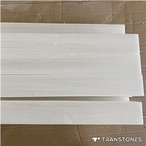 Translucent Customized White Wood Veins Alabaster Light Box