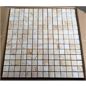 Golden Spider Marble Square Mosaic Tile