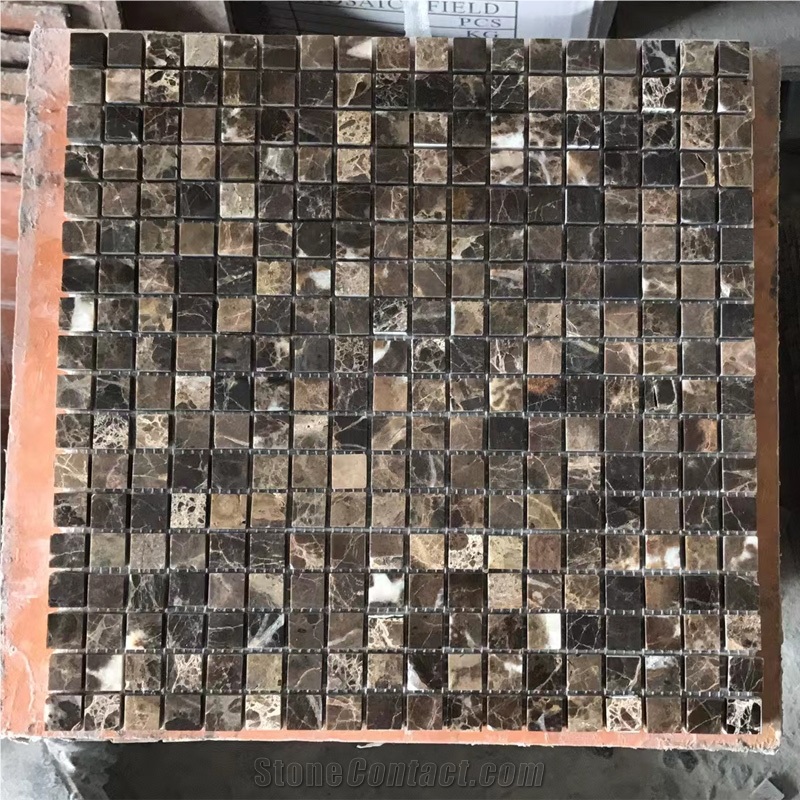 POLISHED EMPERADOR DARK MARBLE MOSAIC TILE