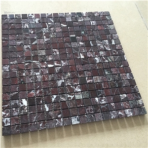 Rosso Levanto Marble Square Pattern Polished Mosaic Tile