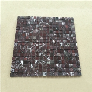 Rosso Levanto Marble Square Pattern Polished Mosaic Tile