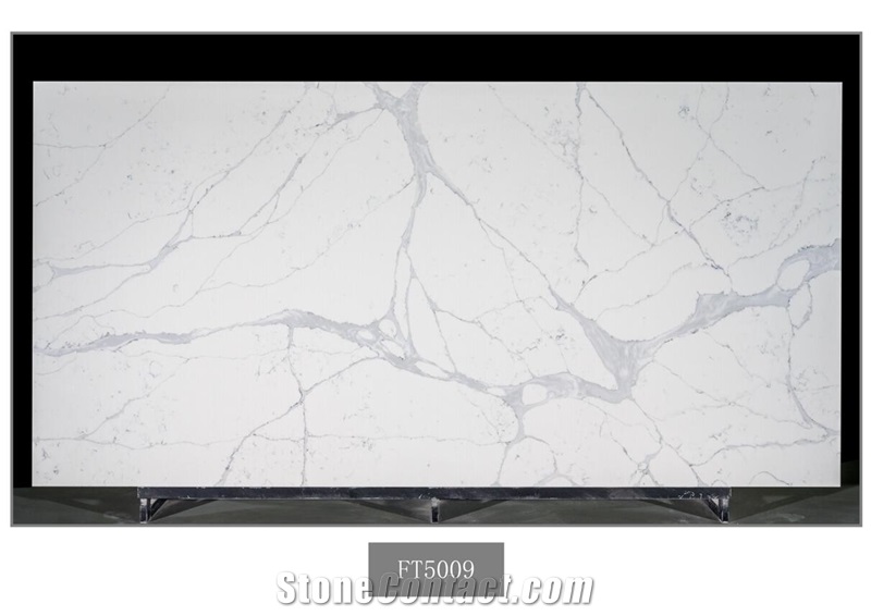 Artificial Calacatta Snow White Quartz Stone Slab In China