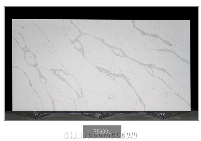 Artificial Calacatta Snow White Quartz Stone Slab In China
