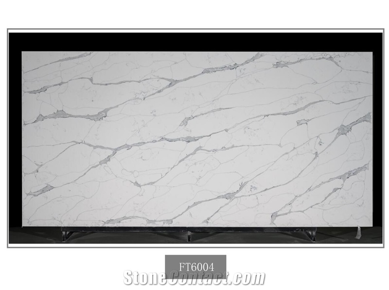 Artificial Calacatta Snow White Quartz Stone Slab In China